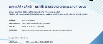 Pozvánka na seminář - zánět - nepřítel nebo spojenec sportovce